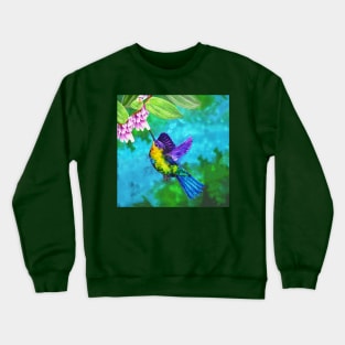 Colorful Hummingbird with Background Crewneck Sweatshirt